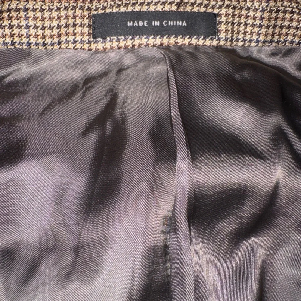 John‎ W Nordstrom Blazer 44L Brown Silk Wool Houndstooth Sport Coat Mens Jacket